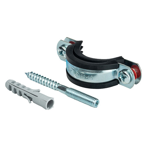 Хомут для труб, комплект Stout: хомут+шпилька шуруп+дюбель пластиковый ...
