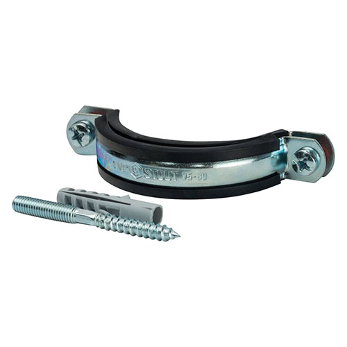 Хомут для труб, комплект Stout: хомут+шпилька шуруп+дюбель пластиковый ...