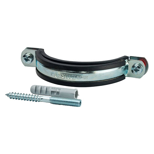 Хомут для труб, комплект Stout: хомут+шпилька шуруп+дюбель пластиковый ...